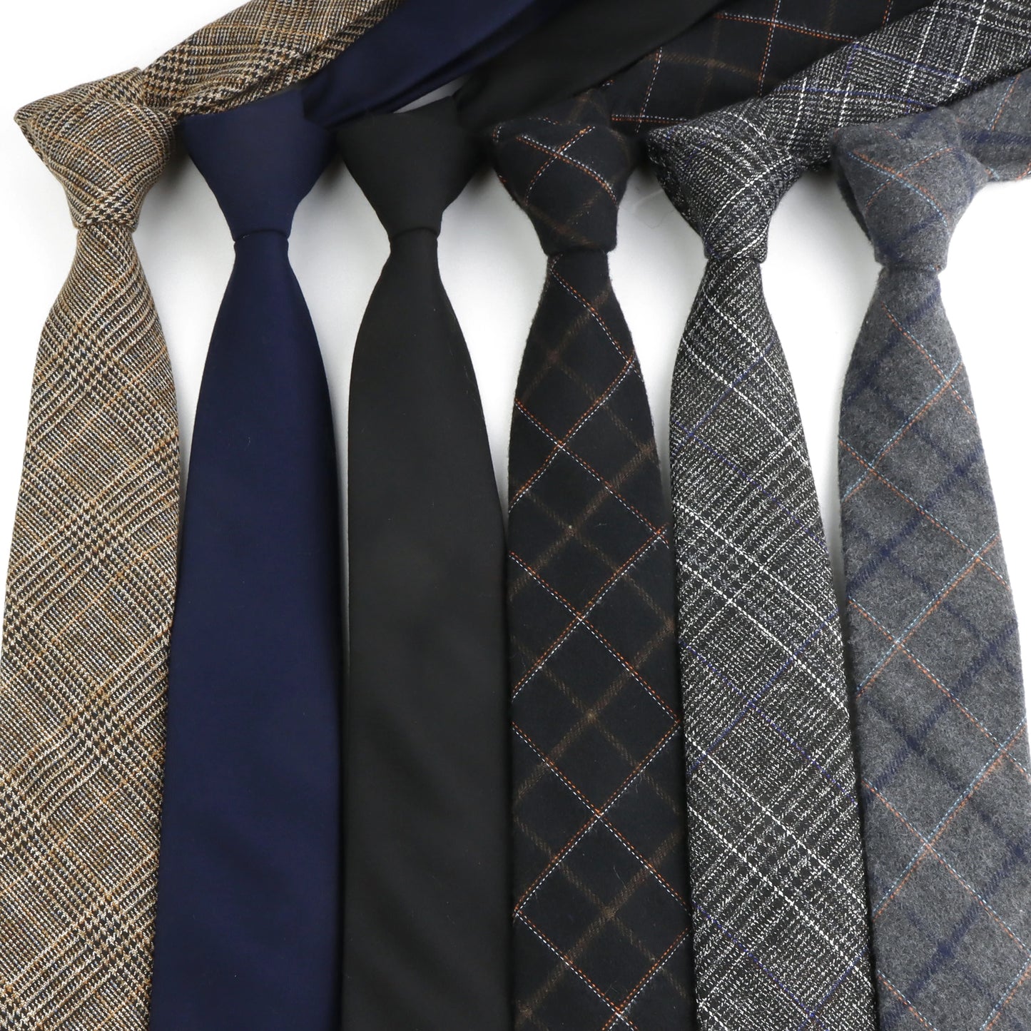 Classic Mens Solid Cotton Handmade 6cm Ties Striped Narrow Collar Slim Necktie Black Red Blue Formal Business Wedding Tie Gift
