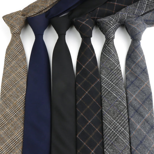 Classic Mens Solid Cotton Handmade 6cm Ties Striped Narrow Collar Slim Necktie Black Red Blue Formal Business Wedding Tie Gift