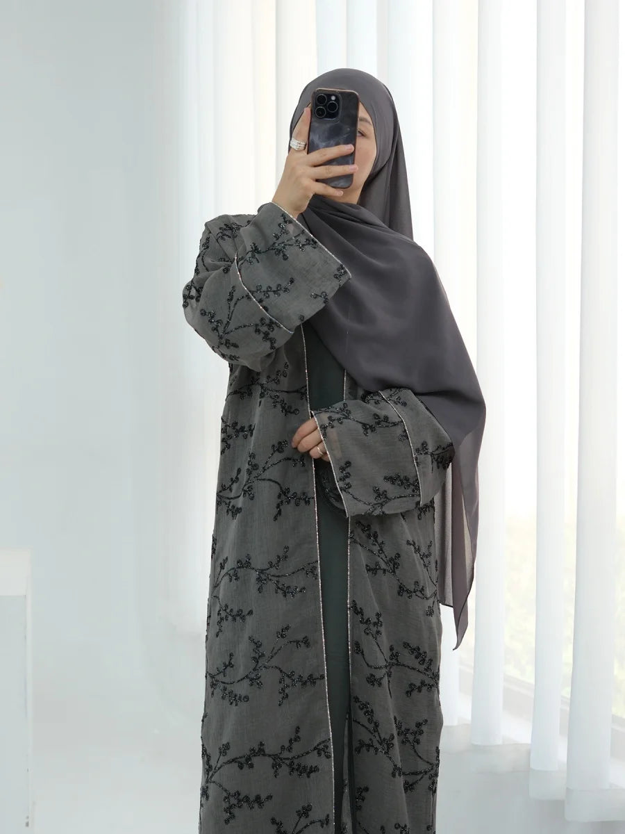 Muslim Women Dubai Abaya Luxury Embroidery Floral Long Dress Kimono Cardigan Kaftan Modest Robe Femme Islamic Clothing Kebaya