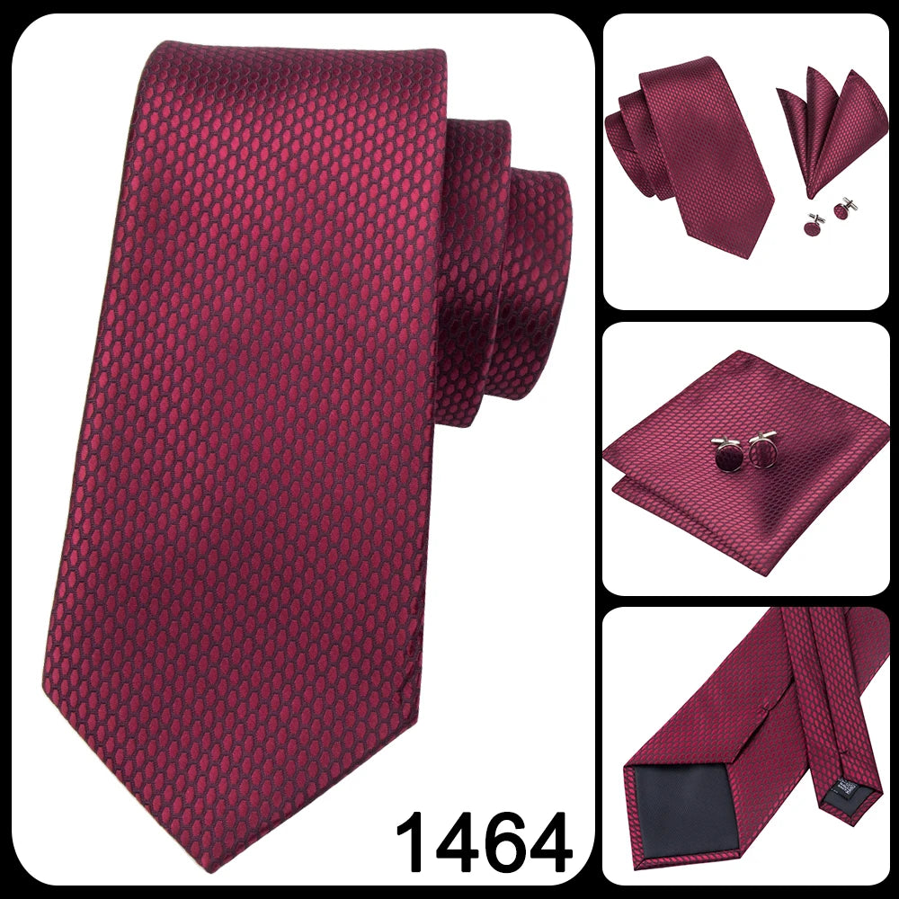 Hi-Tie New Clasic Grey Tie for Men Silk Fabric Jacquard Woven Tie Hanky Cufflinks Set for Men Designer Fashion Silk Ties SN-1466