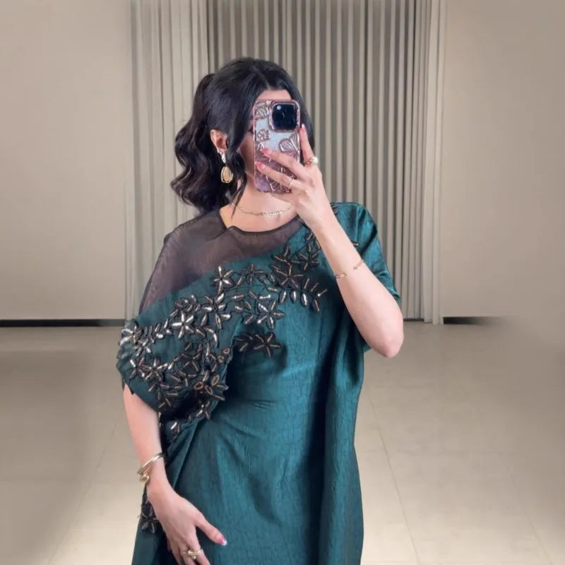 Abaya for Women Floral Lace Ethnic Moroccan Dress Muslim Dubai Attire Islamic Clothes Wedding Eid Ramadan Jalabiya