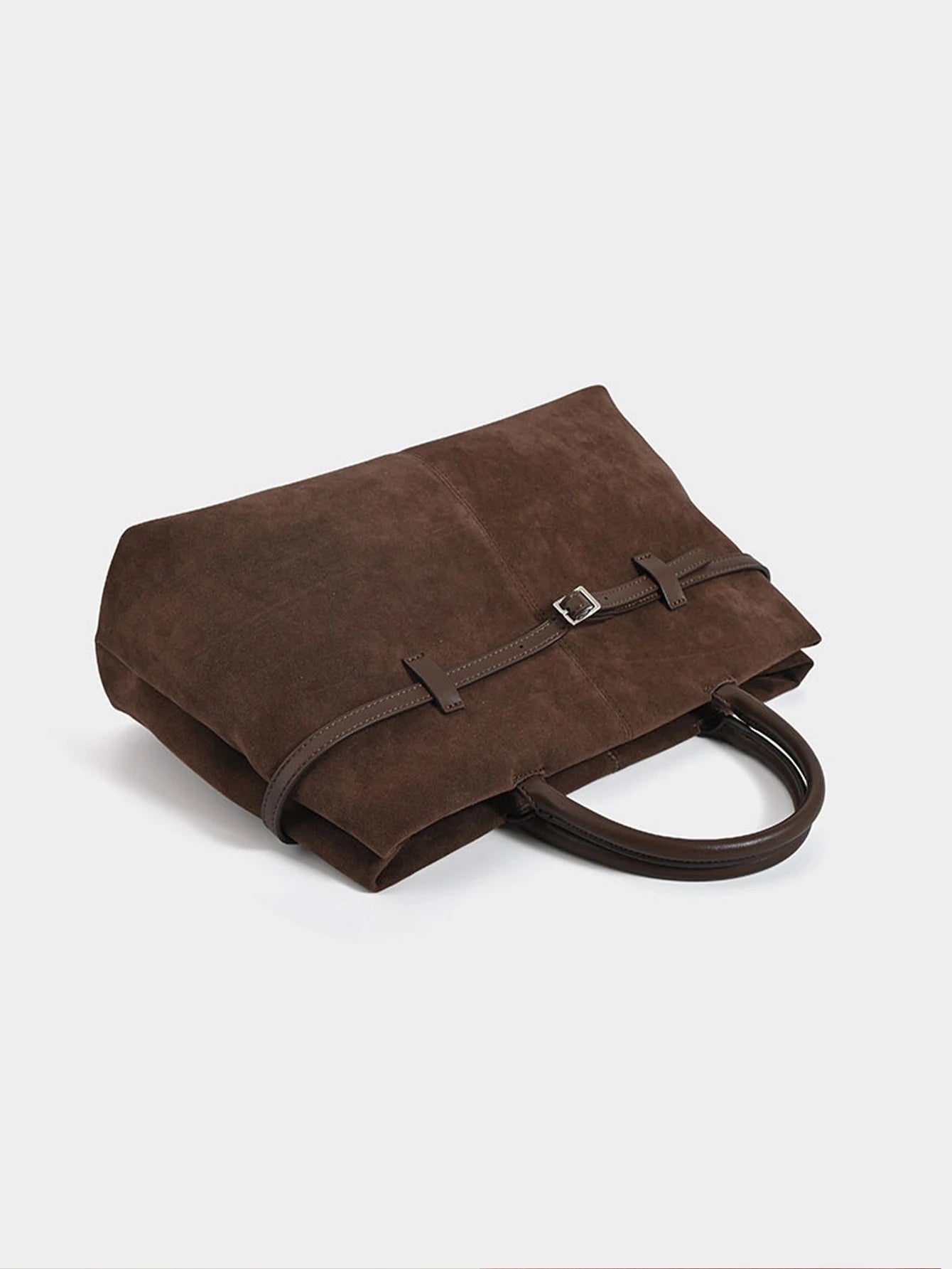 Women's handbag, French retro suede handbag, high-end buckle commuting handbag, suede large capacity crossbody bag,