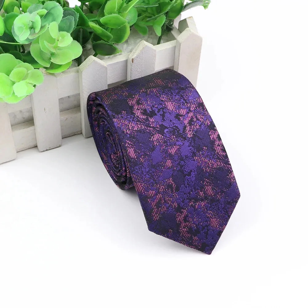 Men's 6cm Elegant Jacquard Weave Tie Vintage Embroidery Flower Rendering Pattern Necktie Business Wedding Party Accessories Gift