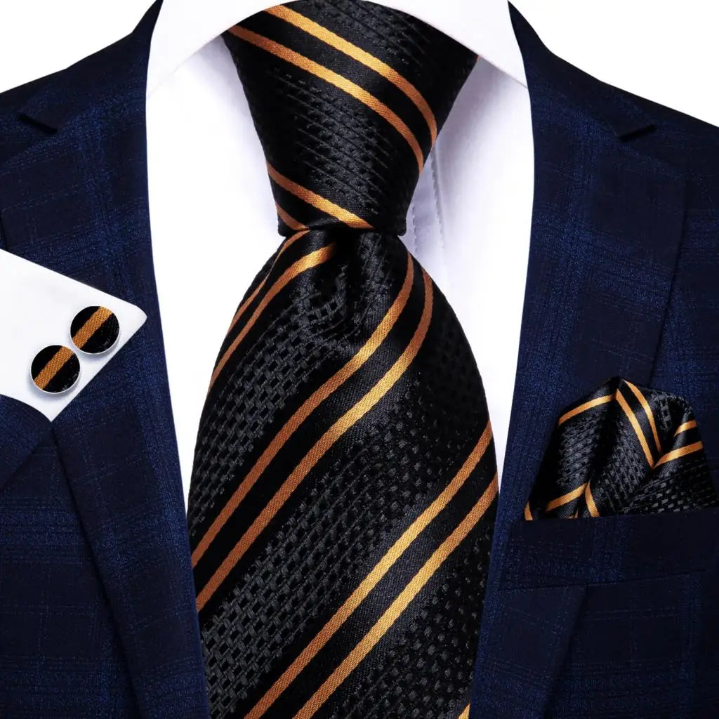 Hi-Tie 63inches Silk Mens Tie Set Extra Long Ties for Men Handkerchief Woven Classic Silk Men's 160cm Necktie Pocket Square Set
