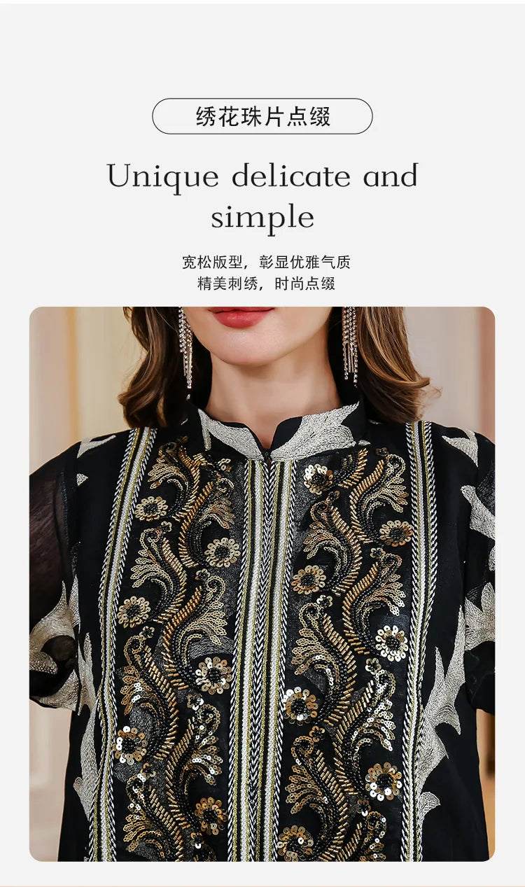 Women Party Dress Abaya Dubai Eid Muslim Mesh Embroidery Jalabiya Ramadan Dresses Morocco Kaftan Vestidos Largos Arab Long Robe