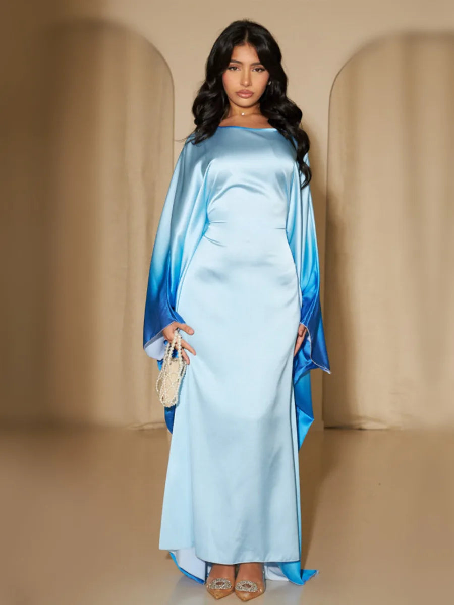 Eid Muslim Party Dress for Women Ramadan Bat Sleeve Abaya Long Dress Morocco Kaftan Vestidos Largos Dubai Robe Jalabiya 2024