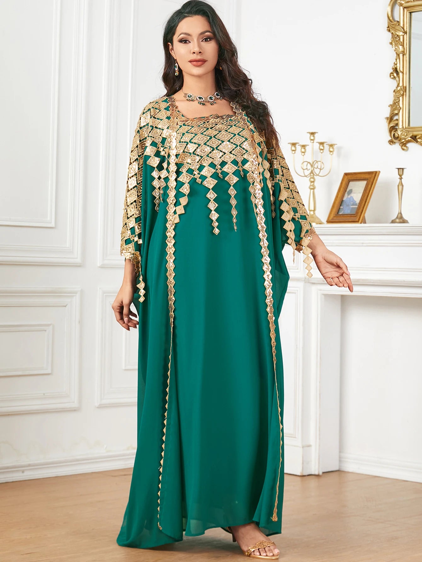 Eid Muslim Party Dress for Women Abaya with Inner Dress 2 Piece Set Jalabiya Ramadan Abayas Robe Caftan Vestidos Largos 2024