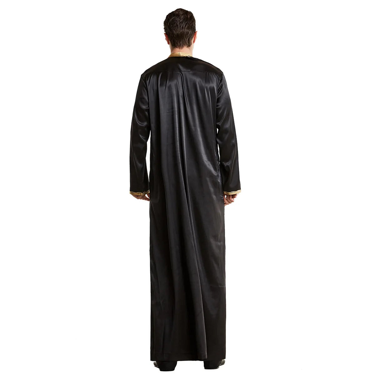 1pcs/lot man fashion embroidery muslim long robe man stand collar long sleeve jubba thobe