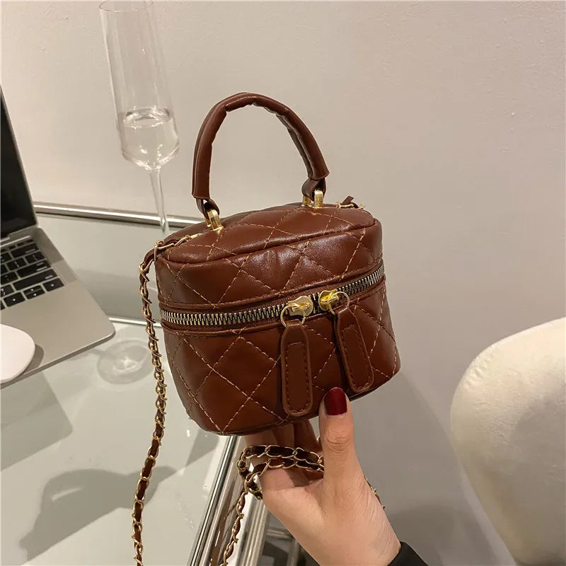 Trendy  Buet Handbag Women's Crossbody Bag Luxury Feel Small  Design Handbag Soft PU Leather Zipper Closure Casual
