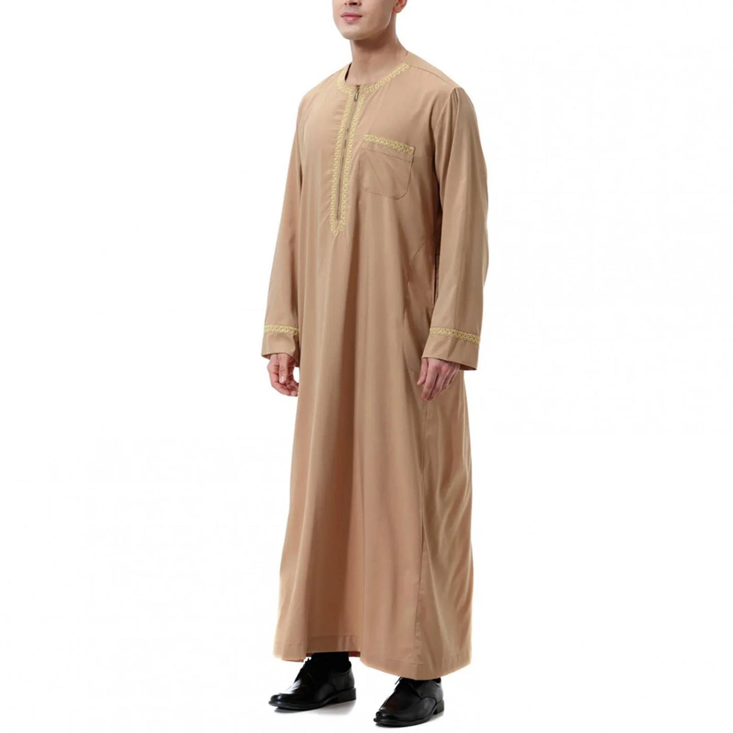 2026 New Muslim Middle Eastern Arab Robe Men's Round Neck Garment