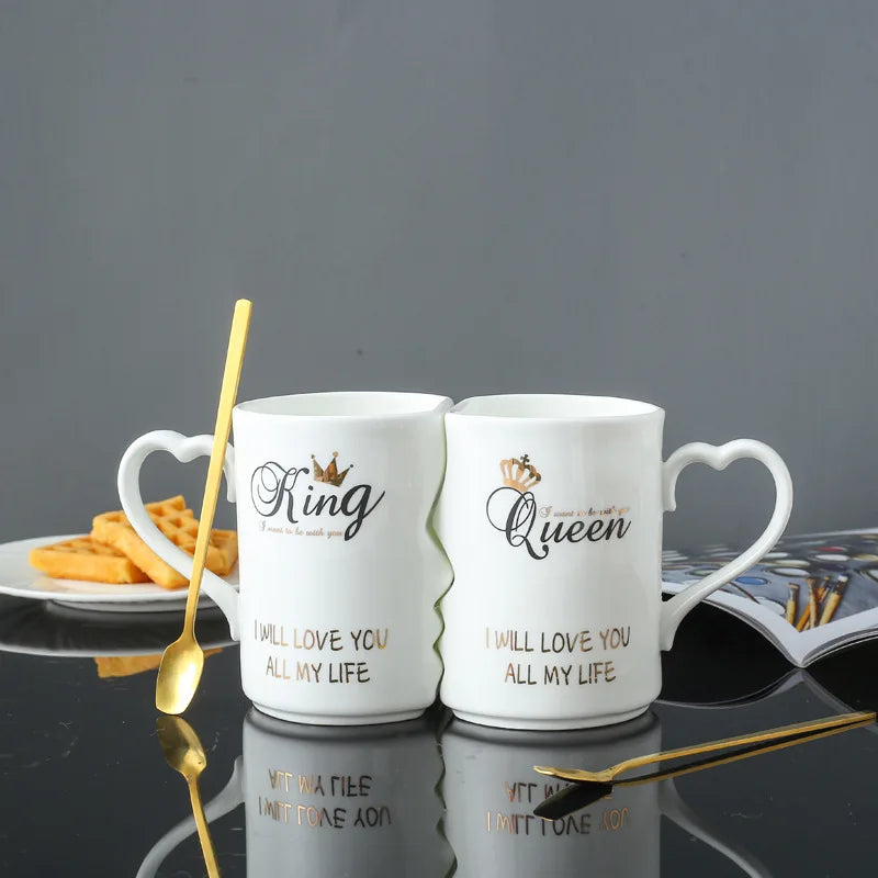 2Pcs/Set Couple Cup Ceramic Mugs Coffee Kiss Mug Creative tea cup Valentine's Day Wedding Birthday Gift