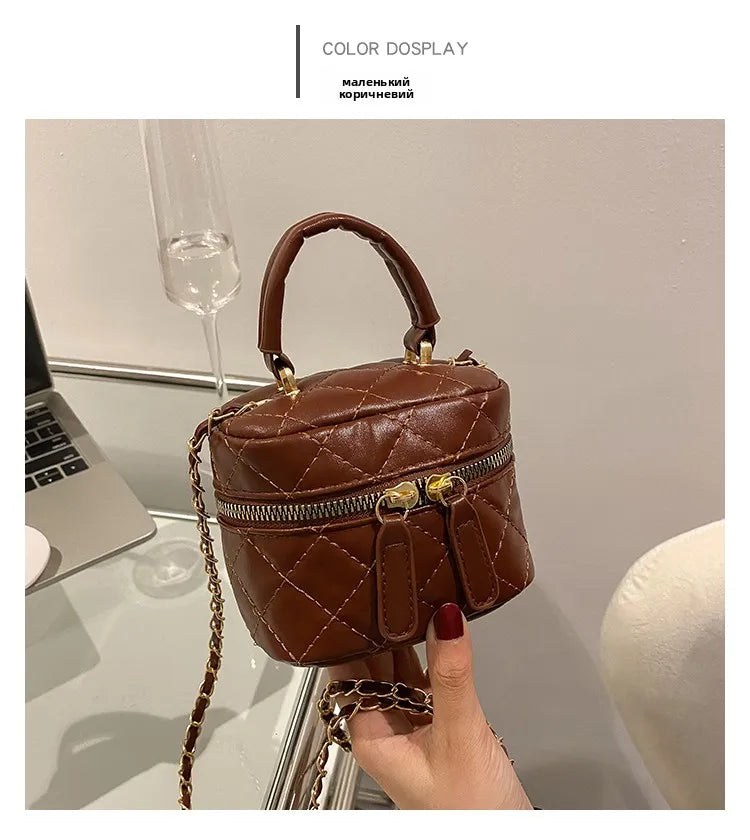 Trendy  Buet Handbag Women's Crossbody Bag Luxury Feel Small  Design Handbag Soft PU Leather Zipper Closure Casual