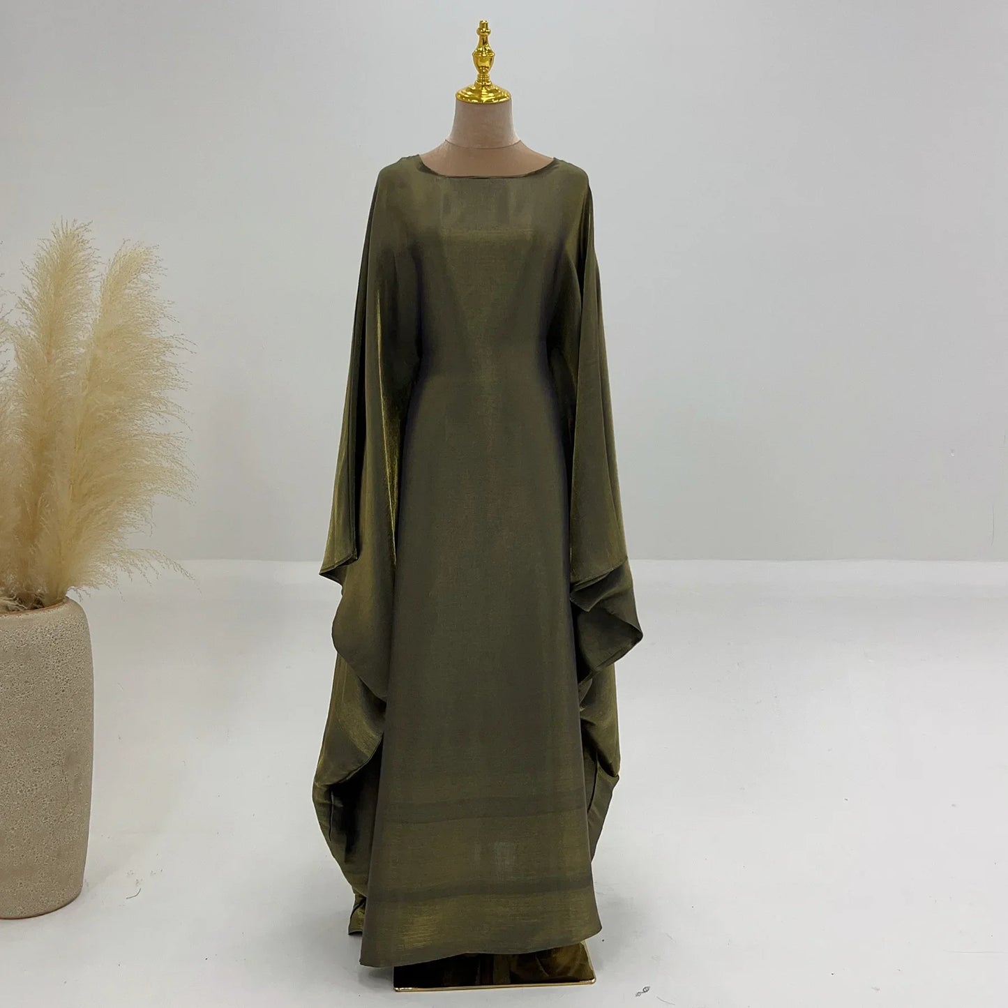 Ramadan Summer Batwing Sleeve Satin Butterfly Abaya Islam Muslim Maxi Dress Kebaya Women Kaftan Robe Musulmane Femme Vestidos