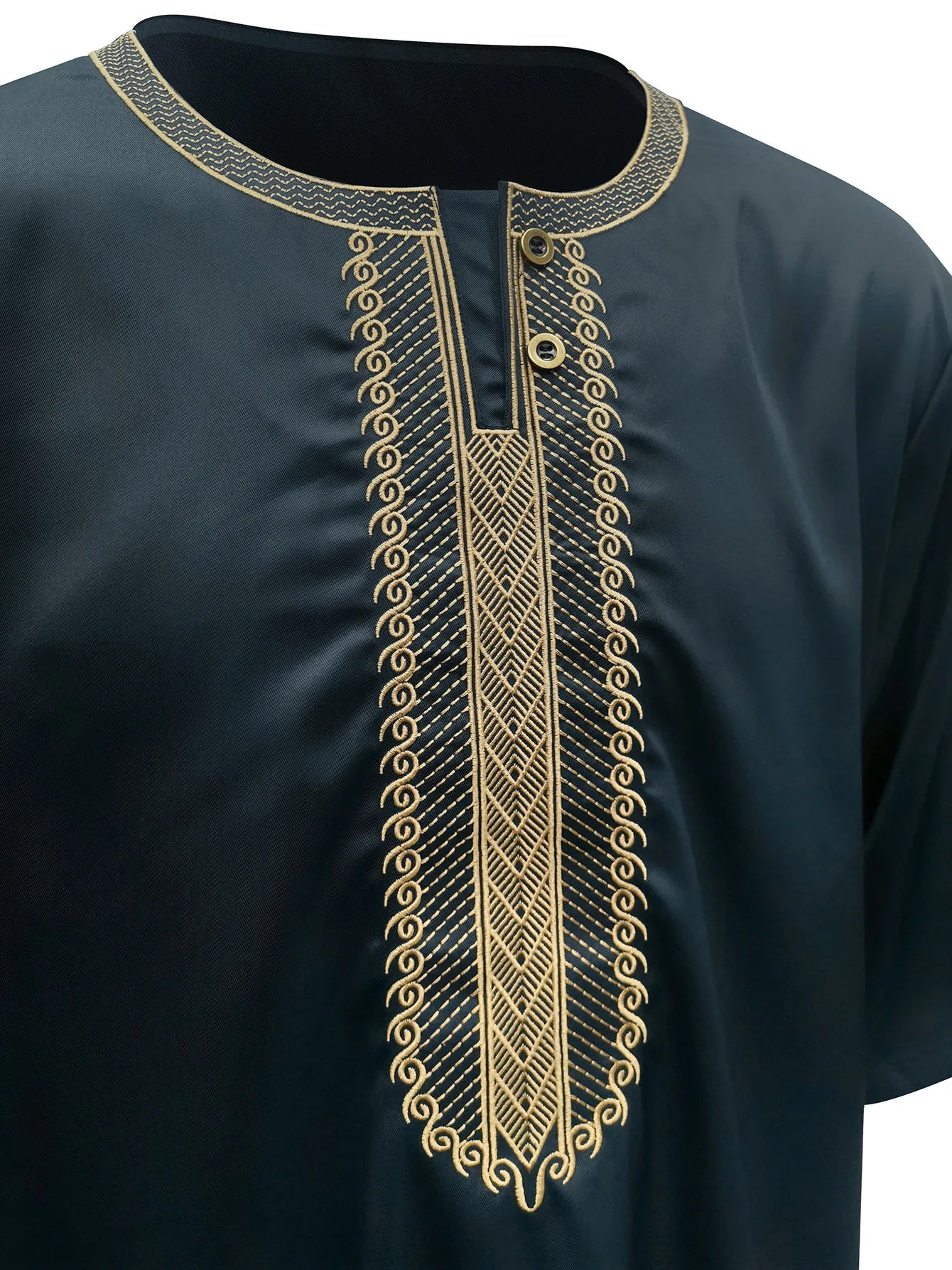 2026 New Men's Muslim Thobe Mid Long Sleeve Arab Ethnic Retro Vintage Loose Fit Islamic Robe Abaya Dubai Saudi Ramadan Eid