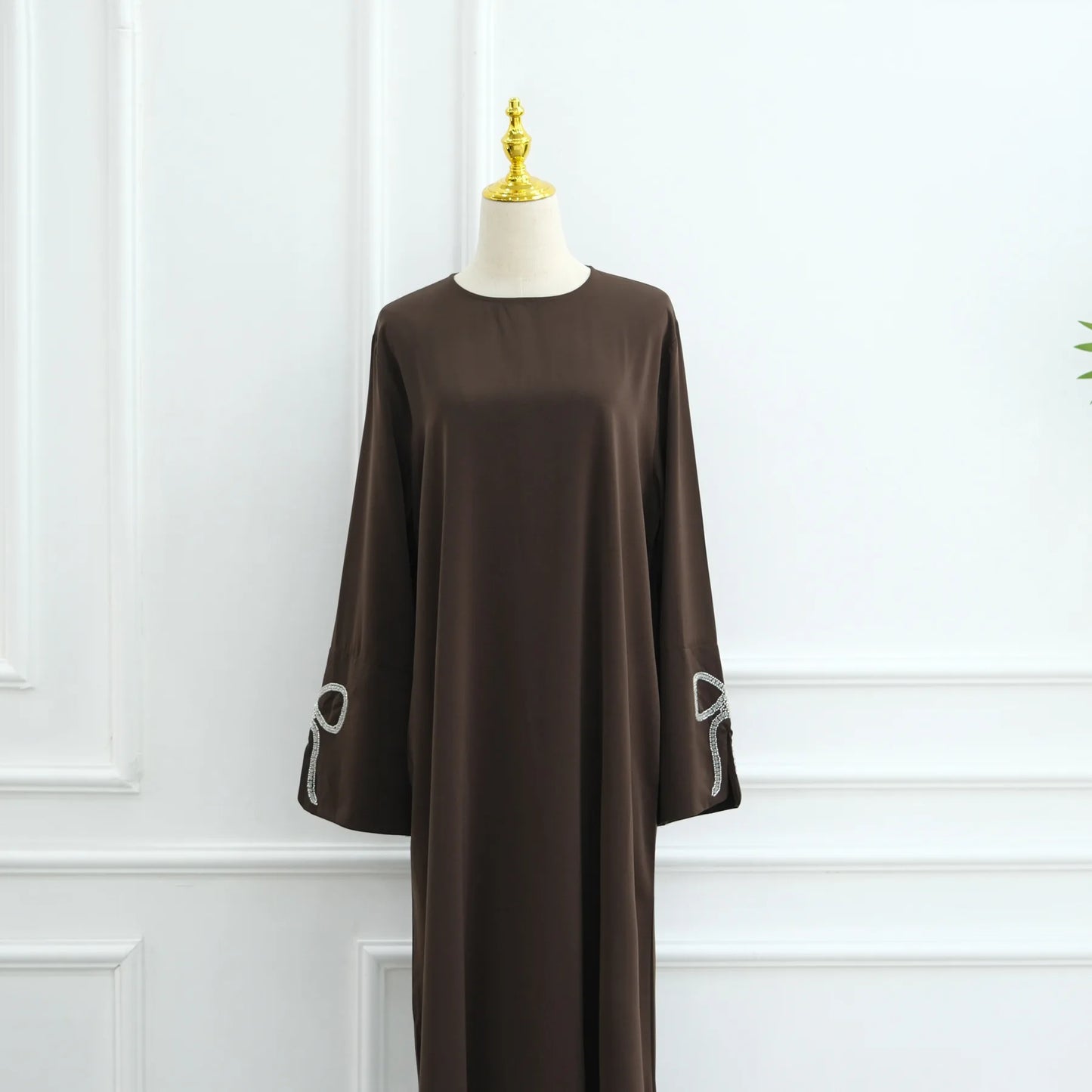Women Eid Dress Diamond Bow Muslim Abaya Kaftan Arab Long Robe Vestidos Largos Morocco Long Robe Elegant Party Dresses Caftan