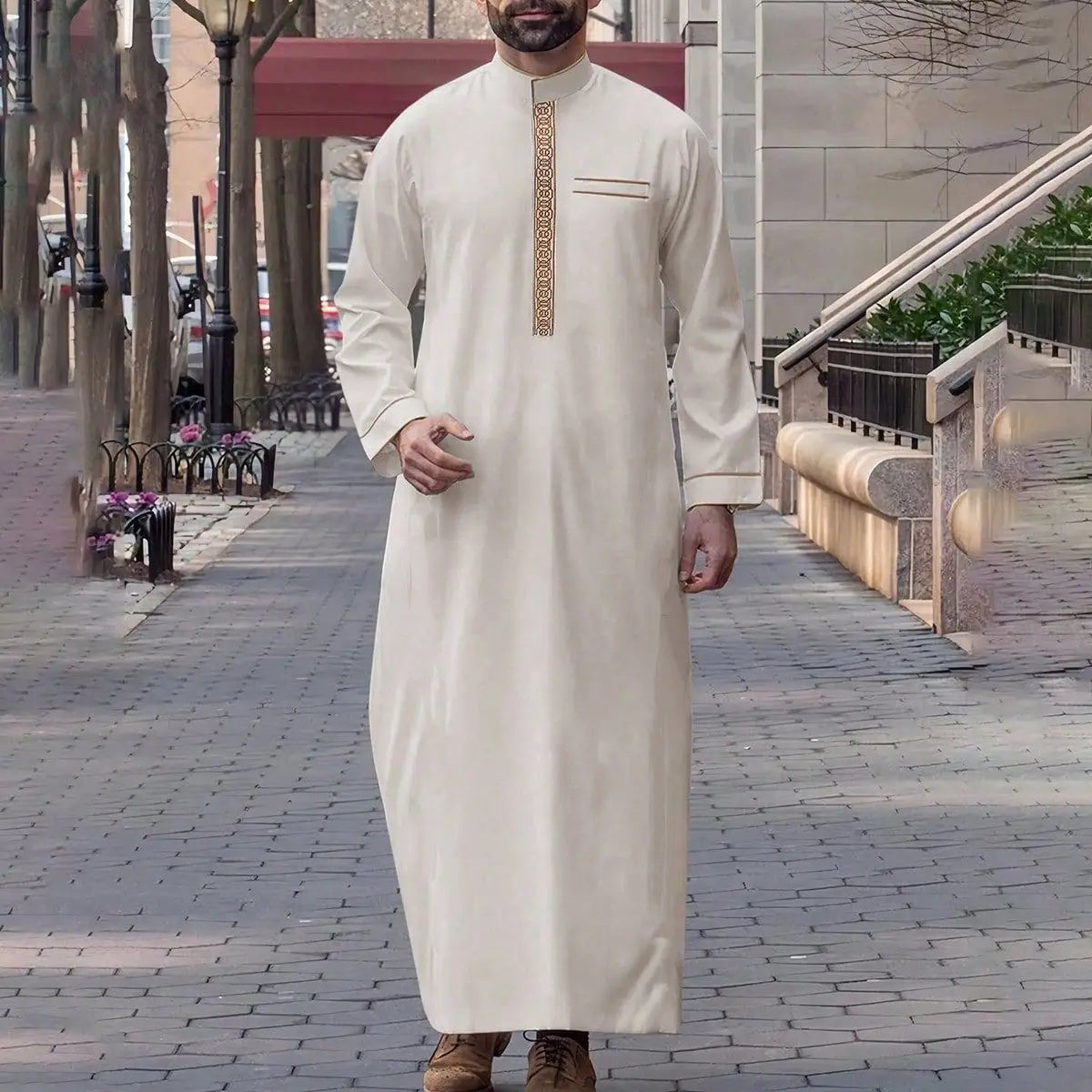 Mid East Islamic Men Clothes Muslim Fashion Abaya Men Embroidered Loose Stand Collar Long Robe Ethnic Style 2026 Man Jubba Thobe