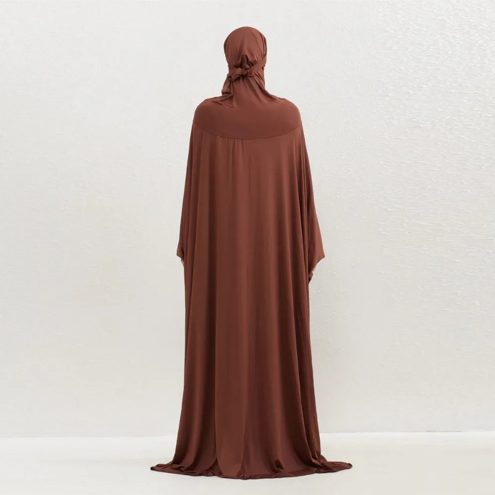 Muslim Abayas Hijab Smocking Sleeve One-piece Prayer Dress Women Jilbabs Hooded Kaftans Islamic Dubai Saudi Robe Turkish Modesty
