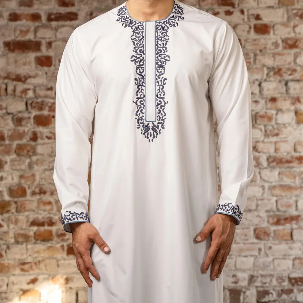 Mid East Islamic Men Clothes Muslim Fashion Abaya Men Embroidered Loose Stand Collar Long Robe Ethnic Style 2026 Man Jubba Thobe