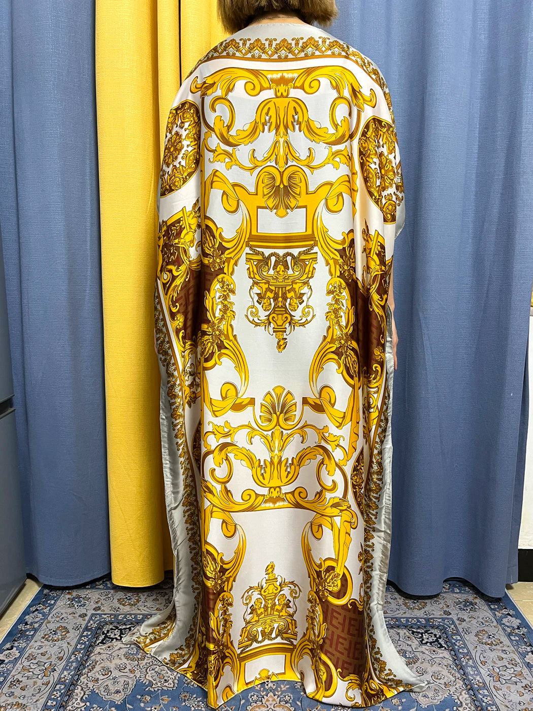 Abayas For Women 2023 Printed Silk Soft Loose Femme Robe Muslim Summer Fashion Clothing African Islam Woman Dresses With Turban