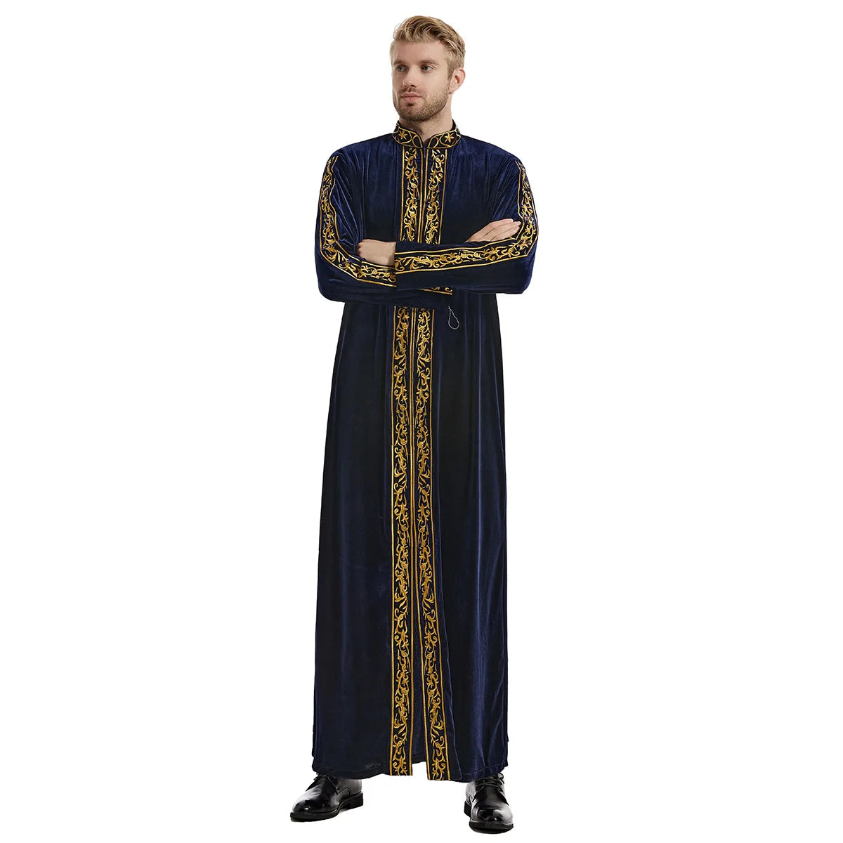 Muslim Men Jubba Thobe Islamic Clothing Velvet Kaftan Thoub Arabic Saudi Robe Dress Jubah Caftan Thawb Ramadan Gown Middle East