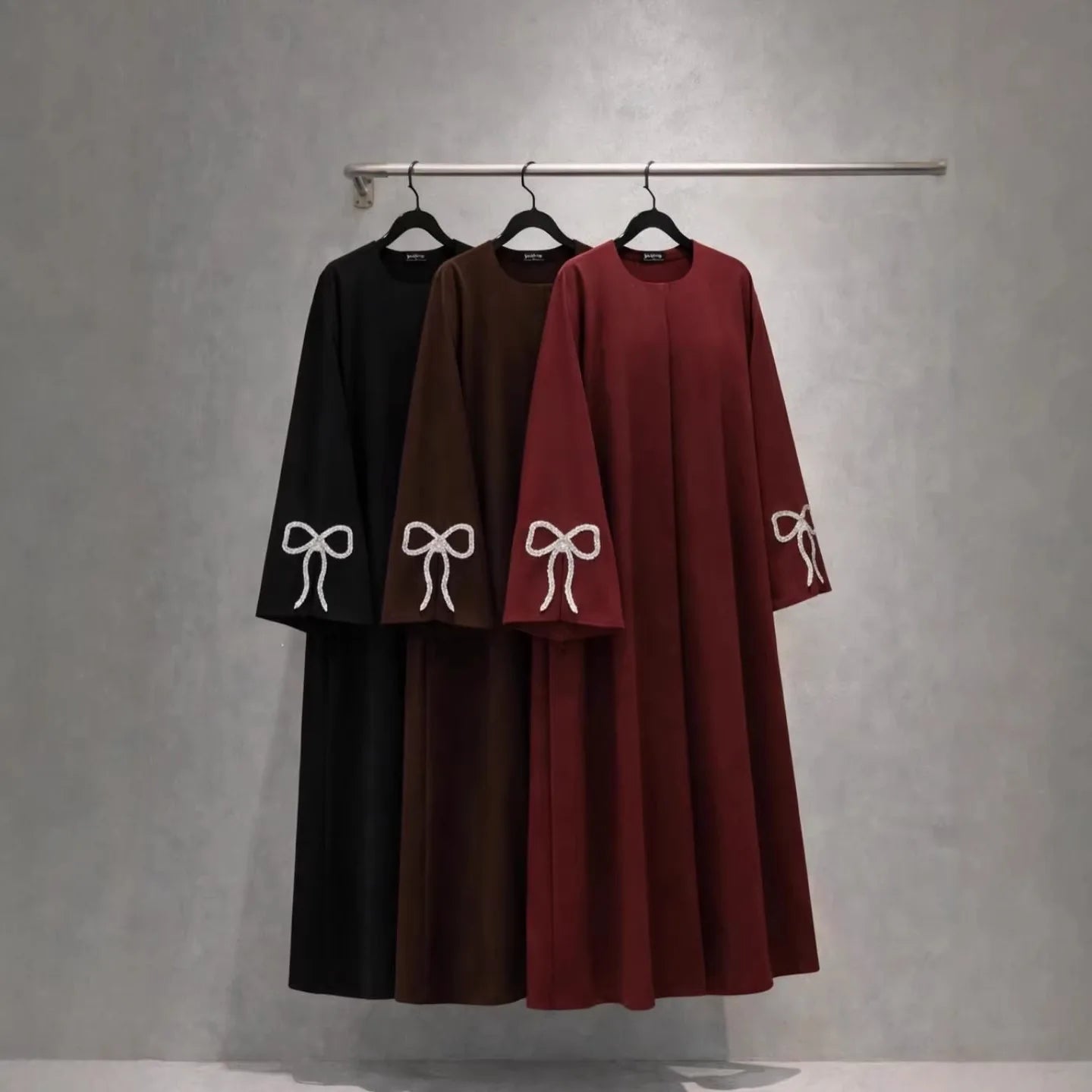 Women Eid Dress Diamond Bow Muslim Abaya Kaftan Arab Long Robe Vestidos Largos Morocco Long Robe Elegant Party Dresses Caftan