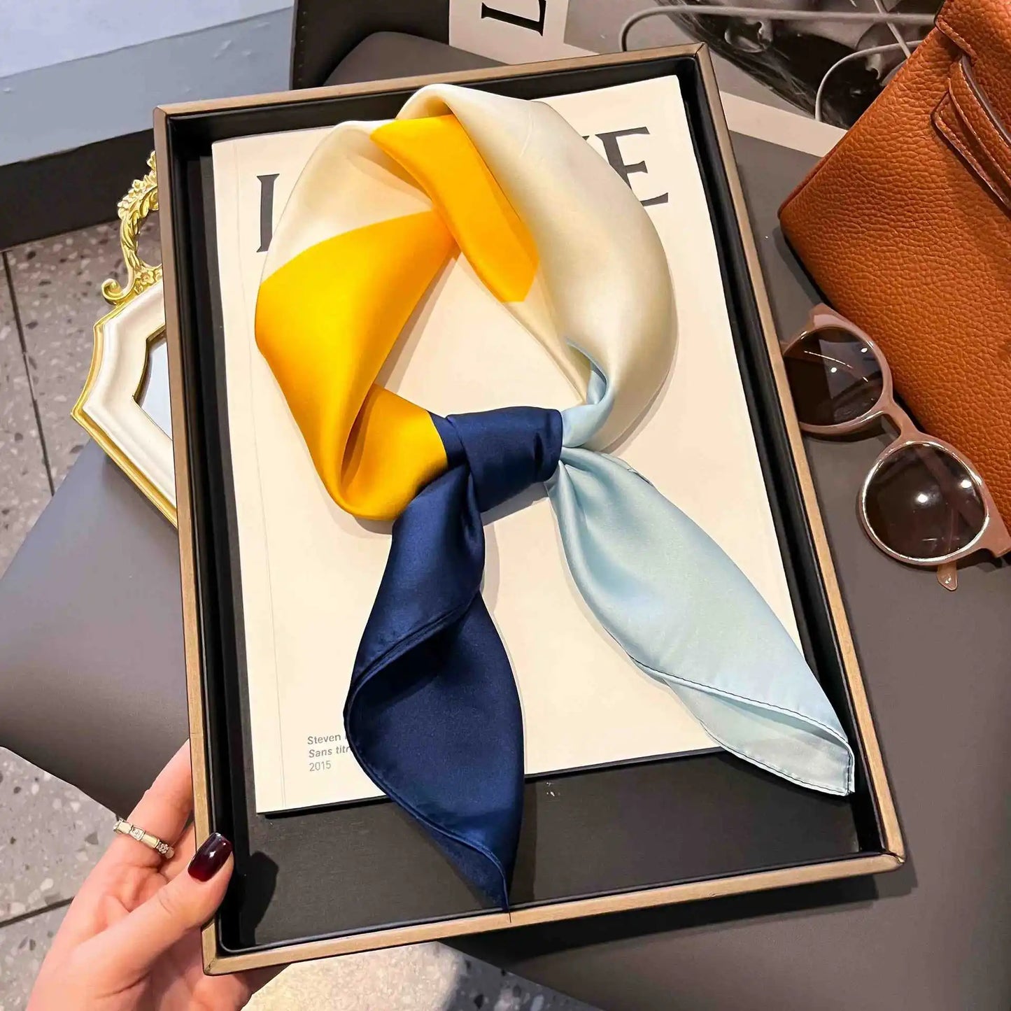 New 70x70cm Square Scarf Women Spring Summer Thin Sun Protection Neck Protection Tie Headband Versatile Scarves Party Gift