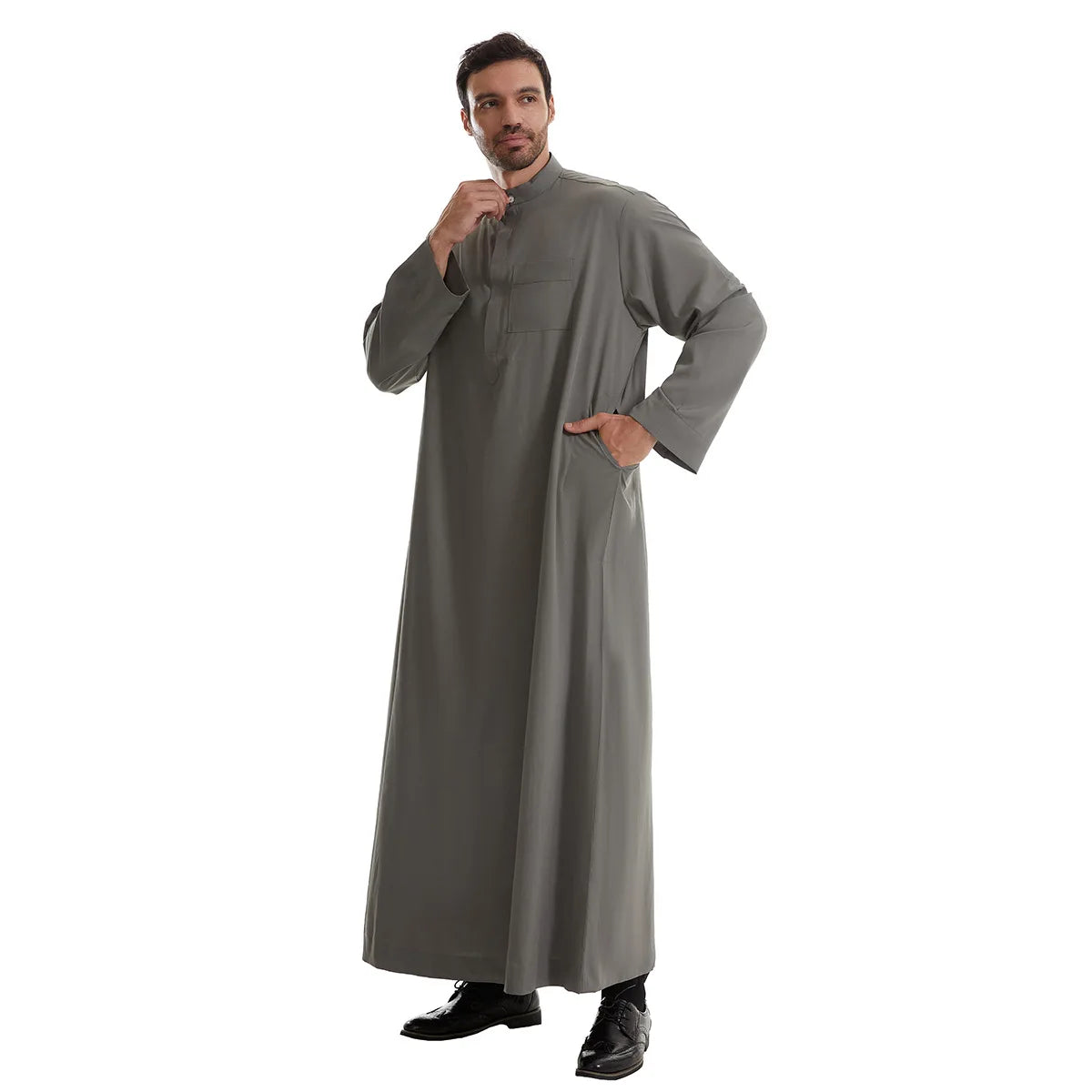 Muslim Men Jubba Thobe Zipper Kimono Robe Saudi Islamic Muslim Clothing Abaya Cafe Dubai Arab Dress Robe