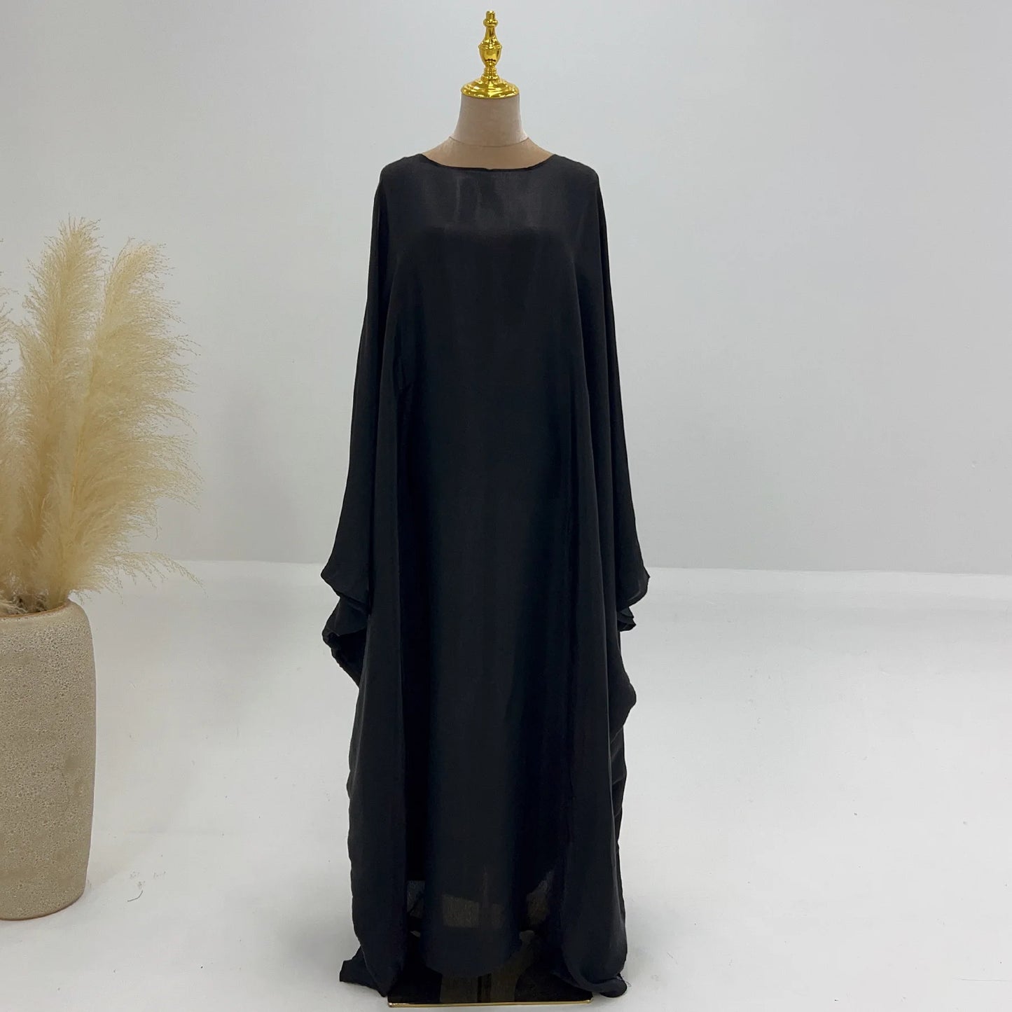 Ramadan Summer Batwing Sleeve Satin Butterfly Abaya Islam Muslim Maxi Dress Kebaya Women Kaftan Robe Musulmane Femme Vestidos