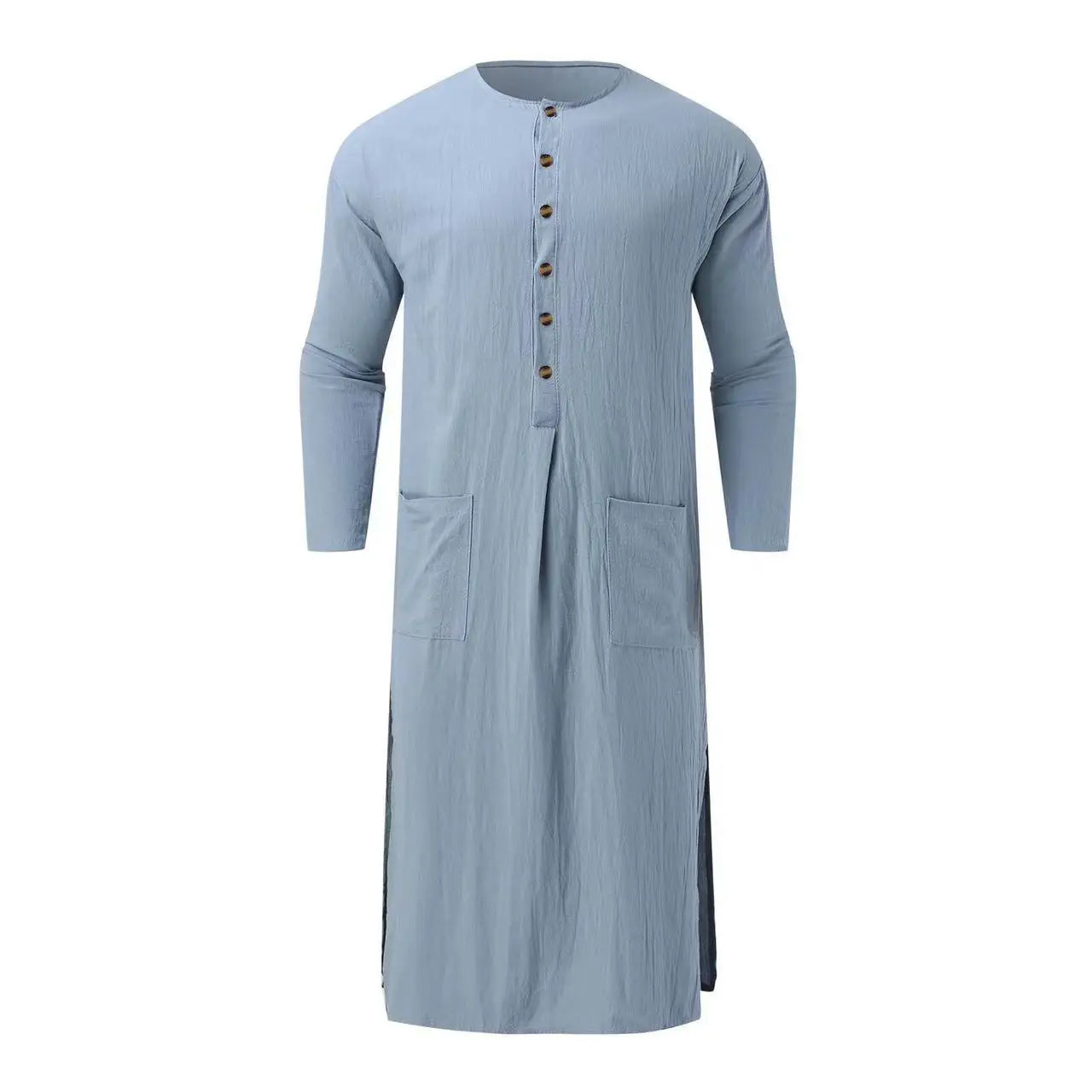 Jubba Thobe Islamic Arabic Kaftan Men Linen Cotton Solid Short Sleeve Hooded Robes Dubai Middle East Muslim Clothes Abaya Homme