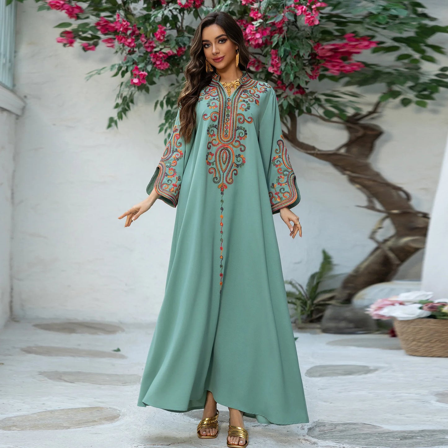 Abaya Dress For Women Embroidery Vestidos Largos Islam Arab Long Robe Jalabiya Ramadan Morocco Kaftan Dubai Abayas Dresses 2026