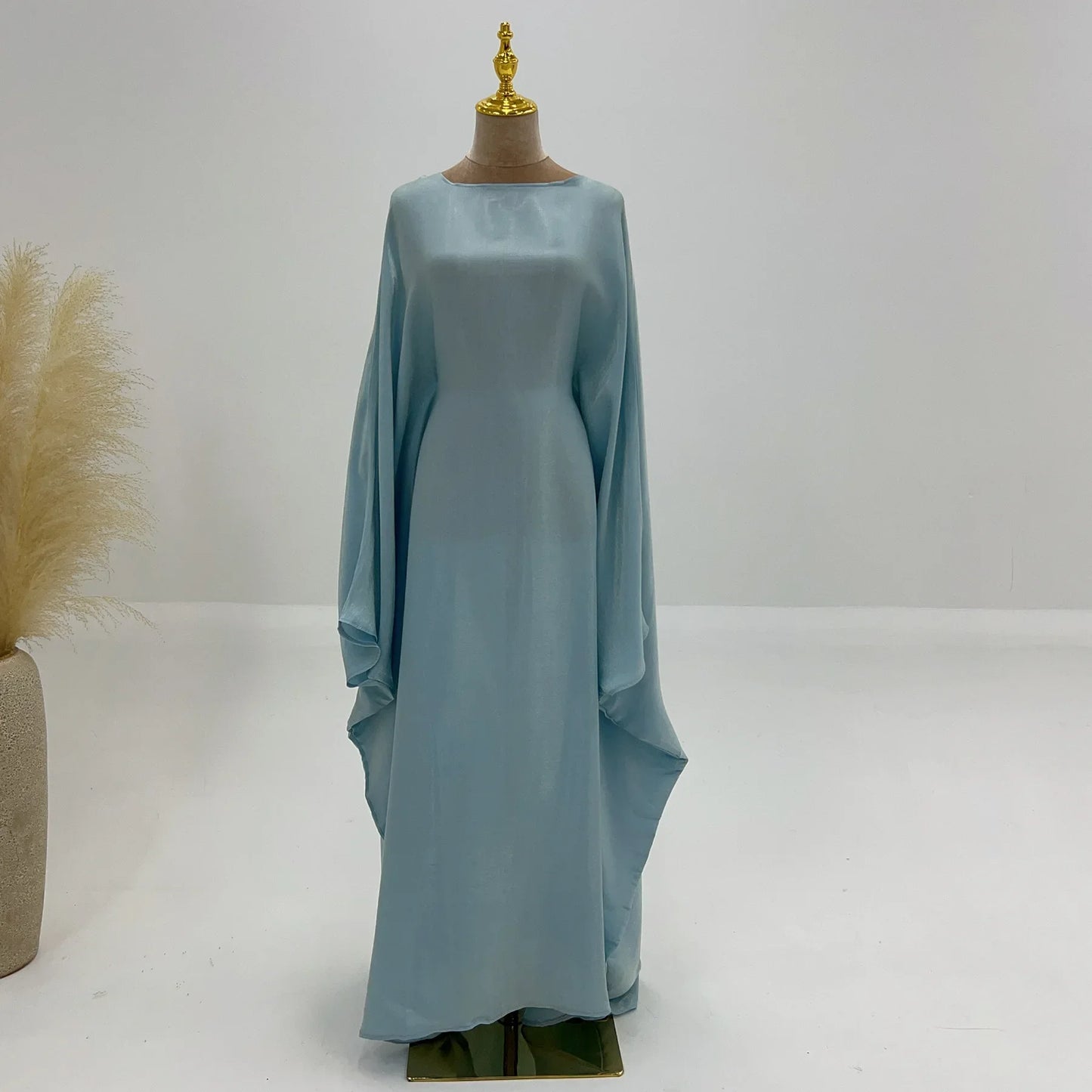 Ramadan Summer Batwing Sleeve Satin Butterfly Abaya Islam Muslim Maxi Dress Kebaya Women Kaftan Robe Musulmane Femme Vestidos