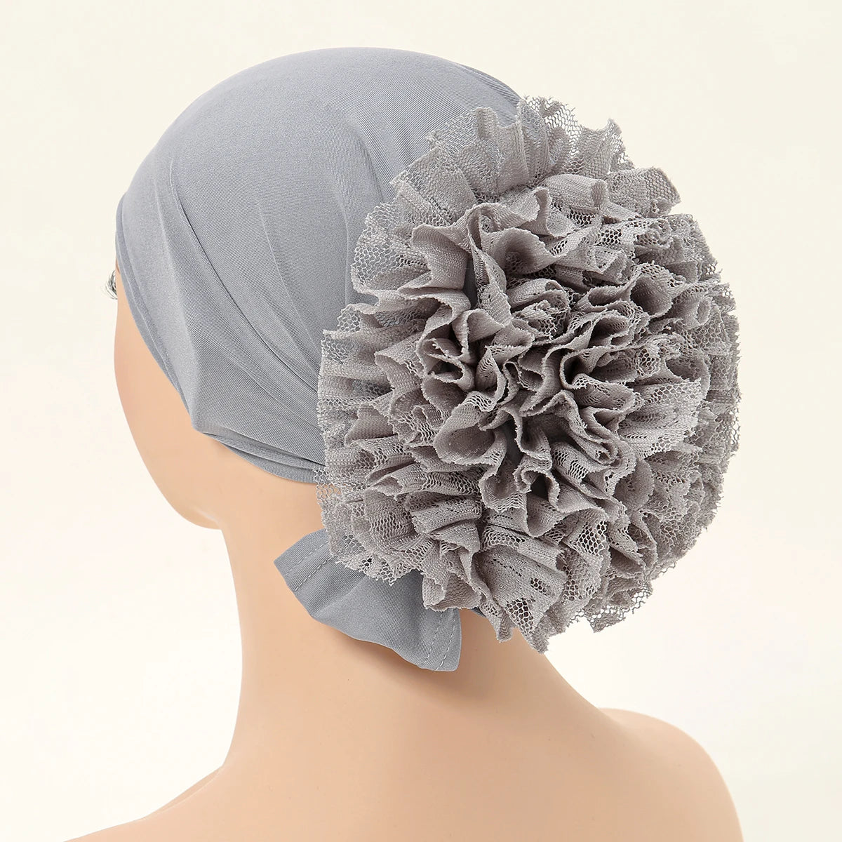 Muslim Hijabs for Women Thin Modal Bottom Hat Scarf  Solid Color Turban with Lace Panhua Islam Head Wrapping Tie Back Headband