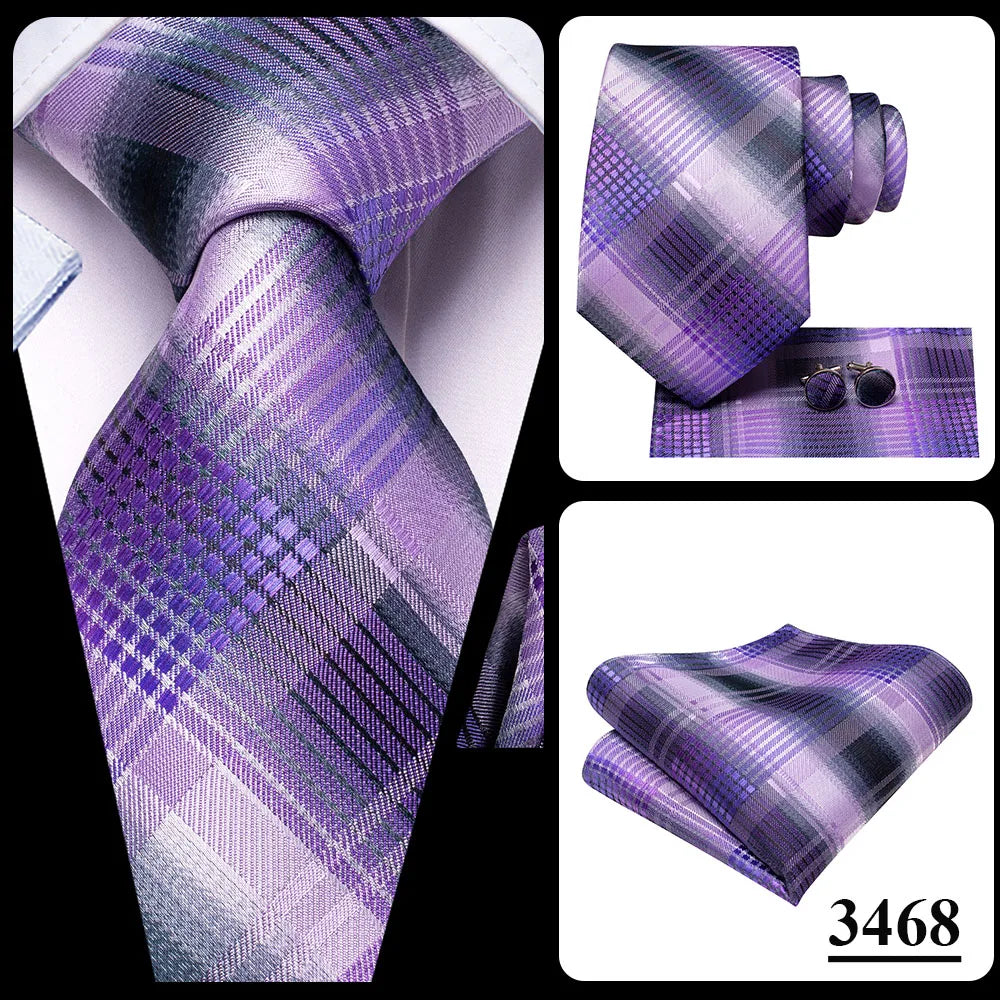 Hi-Tie Mens Ties Luxury Handmade Geometric Necktie Silk Woven Tie Set For Men Business Wedding Neck Tie Square Cufflinks