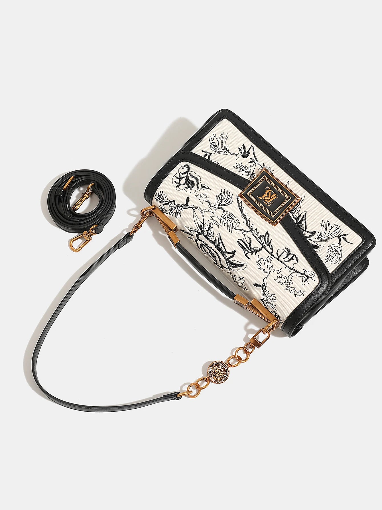 2026 fashionable new luxury high-grade handbag fashionable handbag temperament western embroidery design heavy hardware badge ha