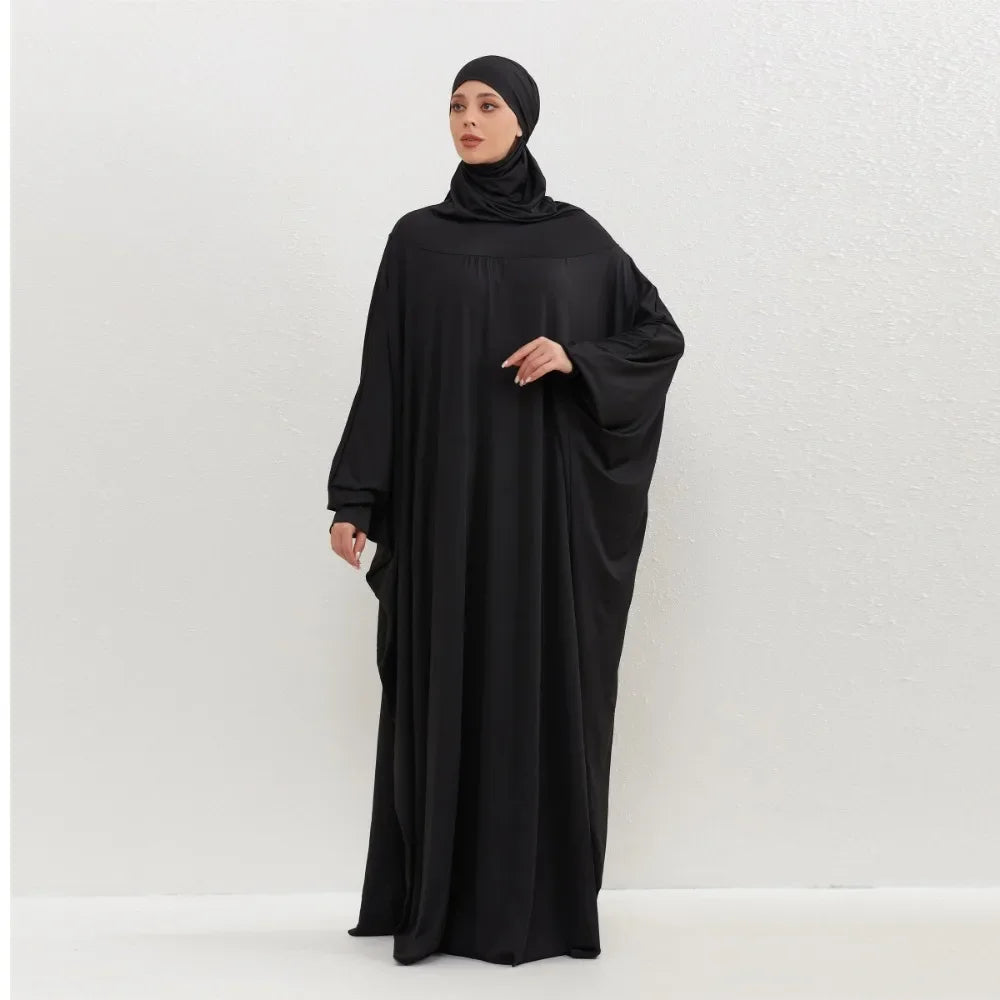 Muslim Abayas Hijab Smocking Sleeve One-piece Prayer Dress Women Jilbabs Hooded Kaftans Islamic Dubai Saudi Robe Turkish Modesty