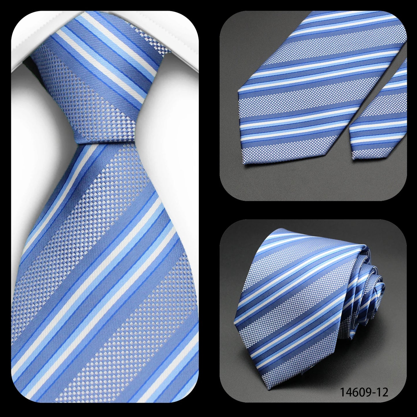 Tie Gravatas Fashion Wholesale Woven Striped Necktie Wedding Accessories Blue Man Fit Group Party Office Neck Ties
