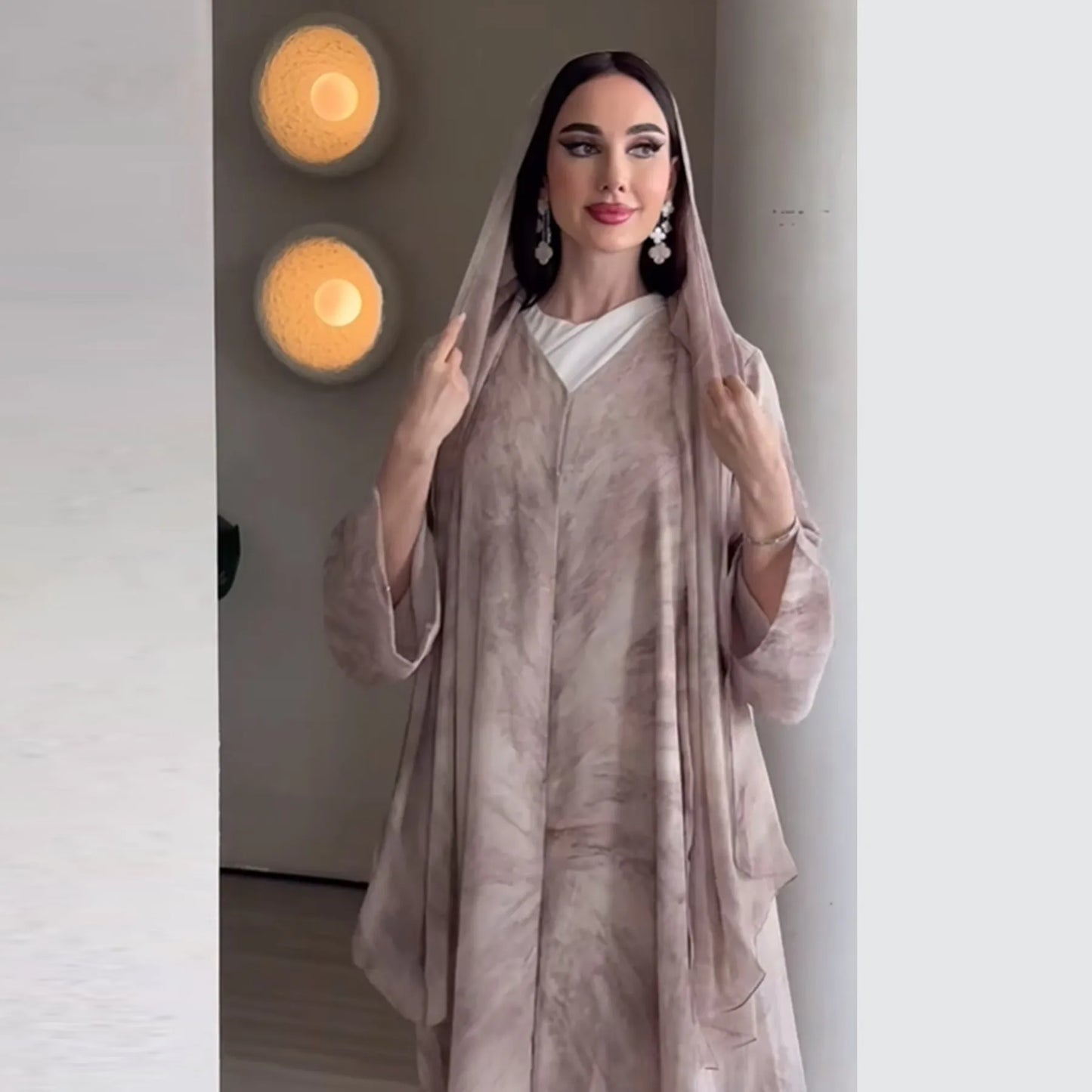 Eid Abaya for Women Print Cardigan Scarf Set Muslim Dresses Ramadan Morocco Dubai Jalabiya Kaftan Vestidos Arab Long Robe 2025