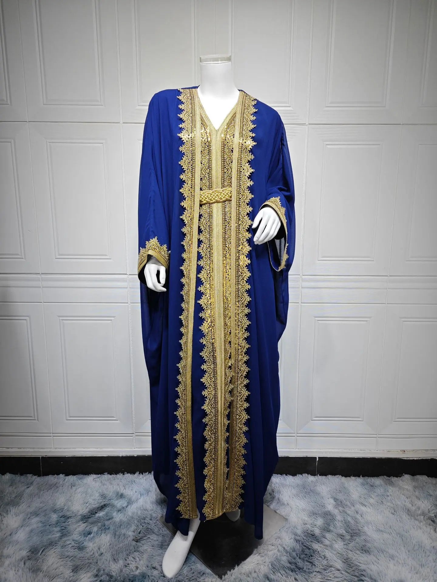 Eid Women Abaya Dress Muslim 2 Piece Set Cardigan with Inner Dress Lace-up Robe Caftan Robe Jalabiya Ramadan Morocco Kaftan 2025