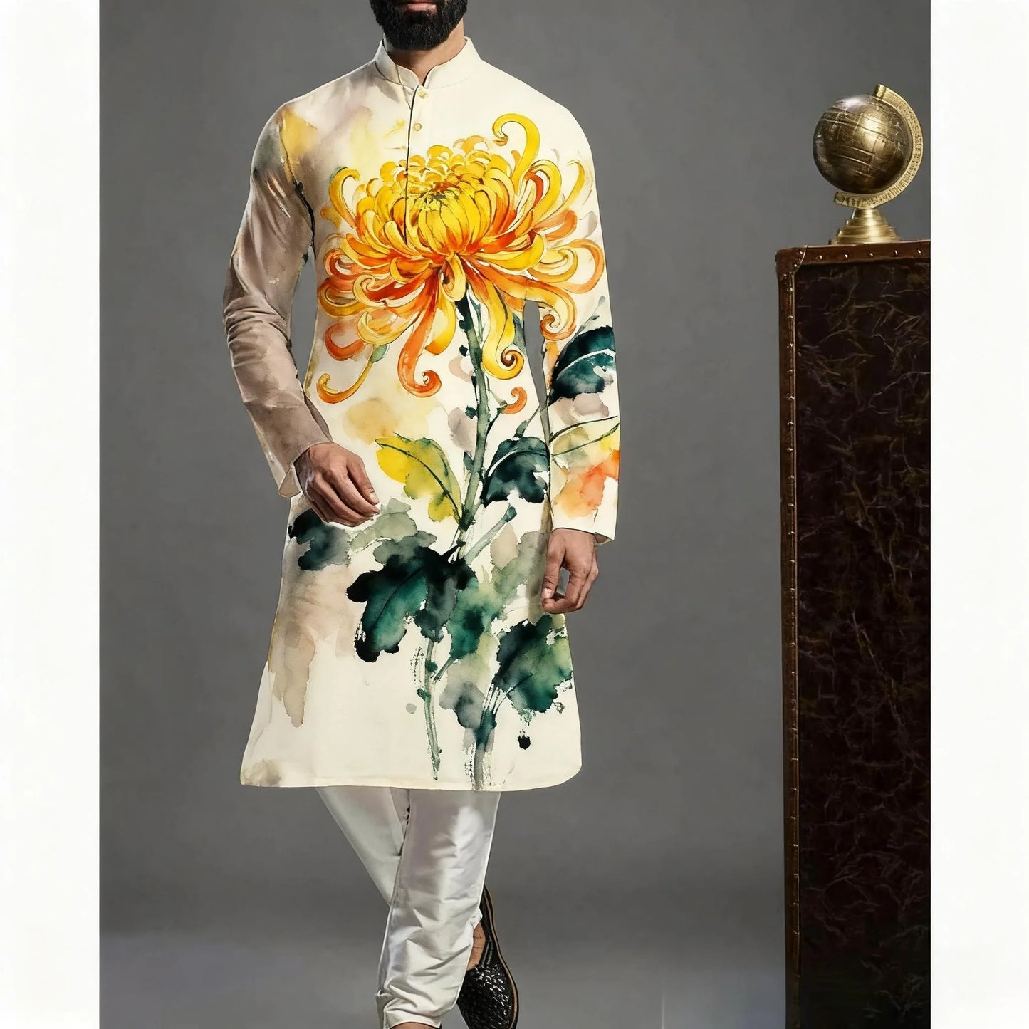 Men Islamic Arabian Patchwork Striped Embroidery Eid Muslim Long Robe Jubba Casual Loose  Muslim Dress Men Abayas