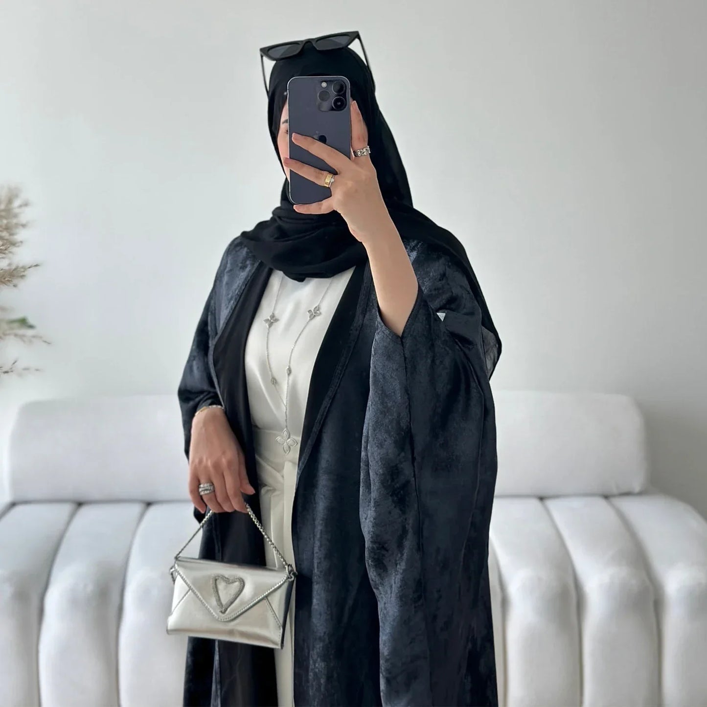 2025 Fashion Elegant Dubai Turkish Abaya Muslim's Women Inner Under Dress Abayas Open Front Cardigan