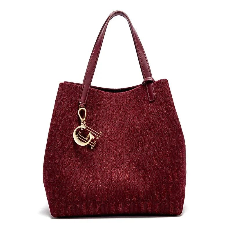 Accessories Handbag Fashion New Solid Color Women's Bucket Bag Large Capacity Letter Design Small Card Bag