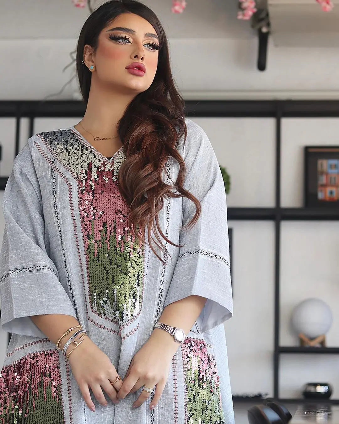 Eid Muslim Party Dress for Women Abaya Sequins Maxi Evening Long Dresses Jalabiya Morocco Dubai Abayas Kaftan Vestidos Long Robe