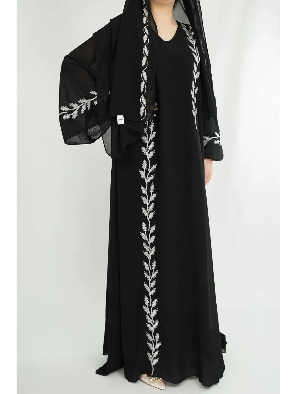Eid Muslim Abaya for Women Embroidery Dress with Scarf 2 Piece Set Dubai Arab Long Robe Morocco Abayas Kaftan Headscarf Gorgeous