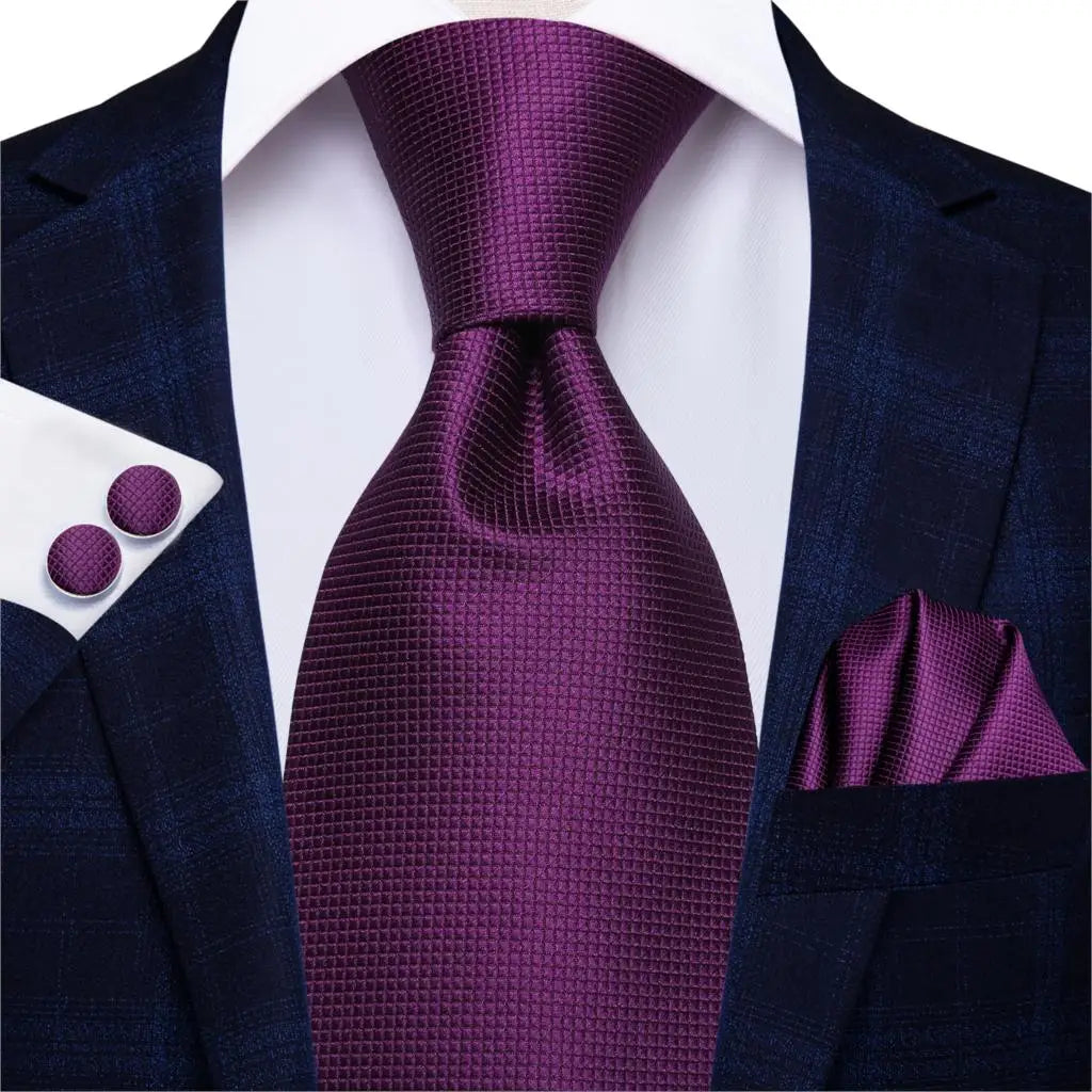 Hi-Tie Solid Purple Navy 100% Silk Men's Tie Neck Red Ties Ties for Men Formal Business Luxury Wedding Neckties Gravatas