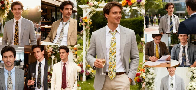 Men's 6cm Elegant Jacquard Weave Tie Vintage Embroidery Flower Rendering Pattern Necktie Business Wedding Party Accessories Gift