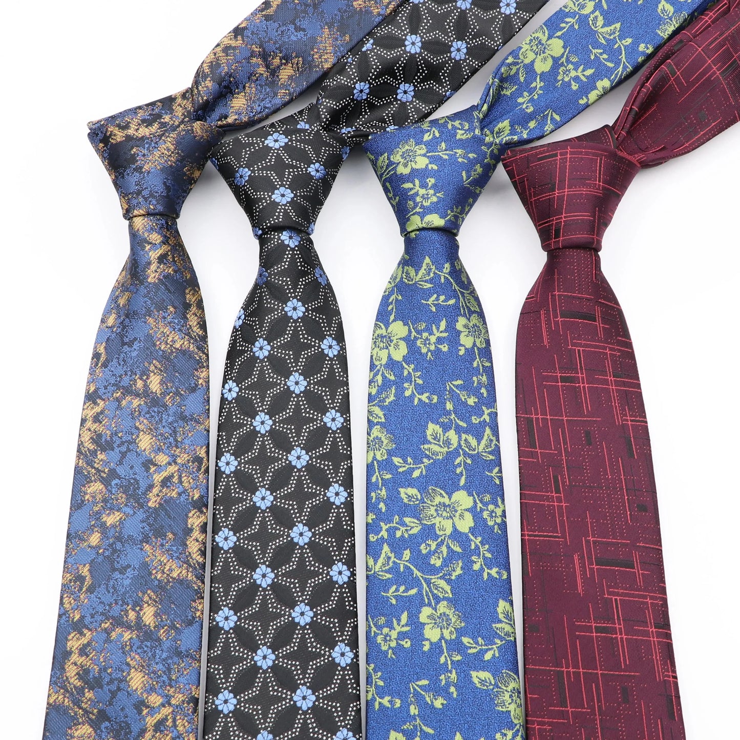 Men's 6cm Elegant Jacquard Weave Tie Vintage Embroidery Flower Rendering Pattern Necktie Business Wedding Party Accessories Gift
