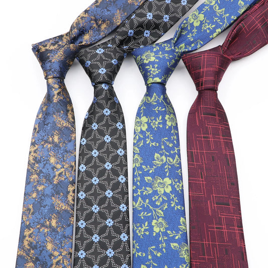 Men's 6cm Elegant Jacquard Weave Tie Vintage Embroidery Flower Rendering Pattern Necktie Business Wedding Party Accessories Gift