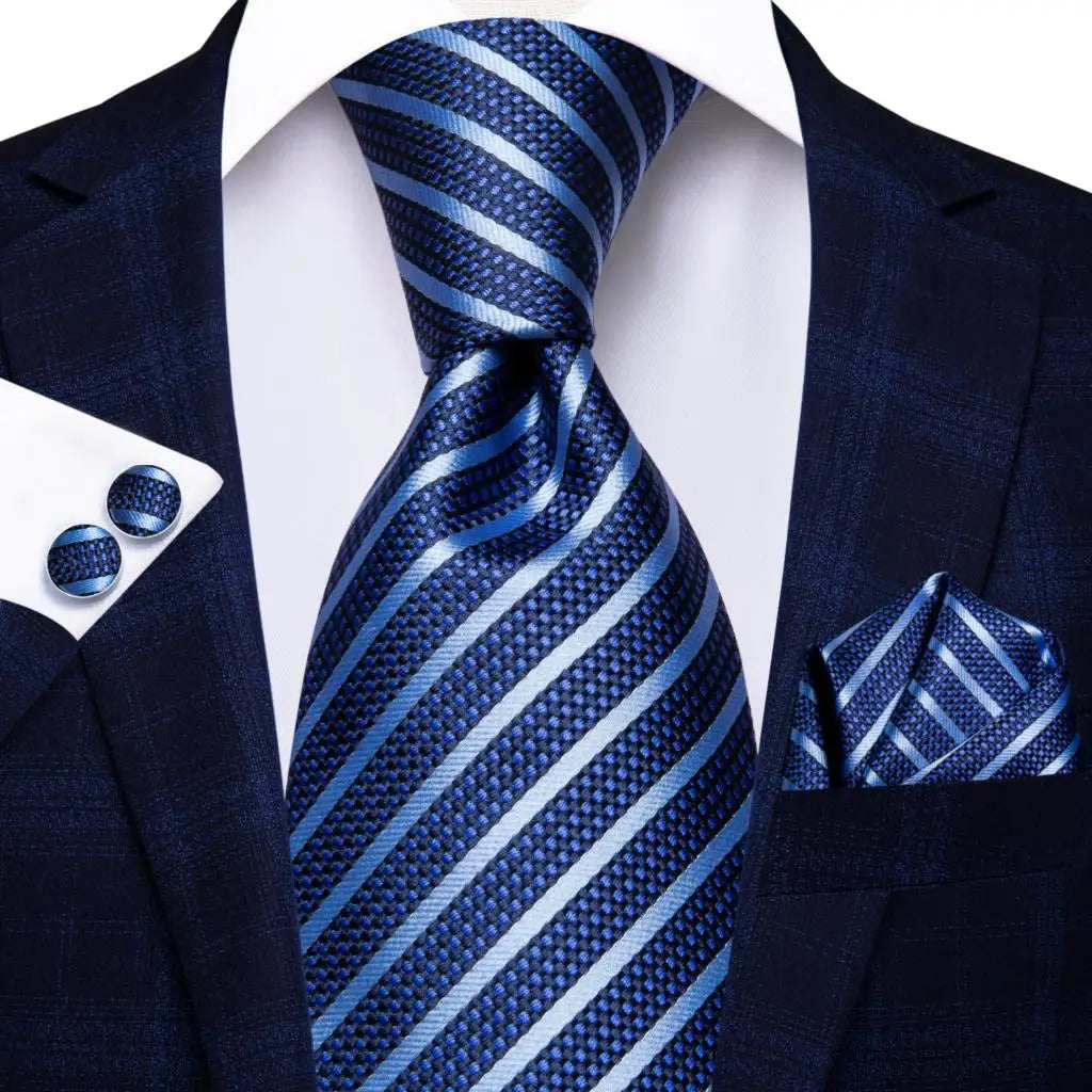 Hi-Tie 63inches Silk Mens Tie Set Extra Long Ties for Men Handkerchief Woven Classic Silk Men's 160cm Necktie Pocket Square Set
