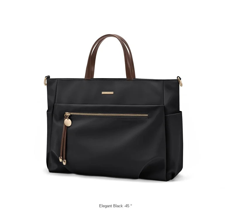 GOLF Women's Handbag Elegant Briefcase Tote Woman Business Leather Handle Nylon Lightweight 15 inch Shoulder Bag Multi Pockets