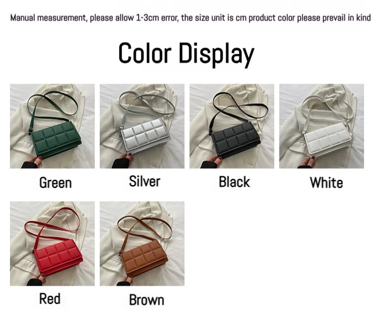 Trendy Classic Solid-Colour Minimalist Fashion Handbag Popular New Style Compact Square Bag PU Handheld Crossbody Shoulder Bag